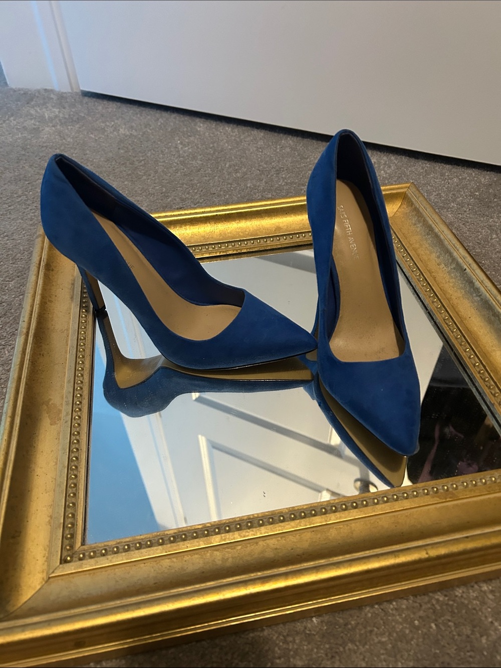 Saks Fifth Avenue Cobalt Blue Suede Pointed-Toe Pumps